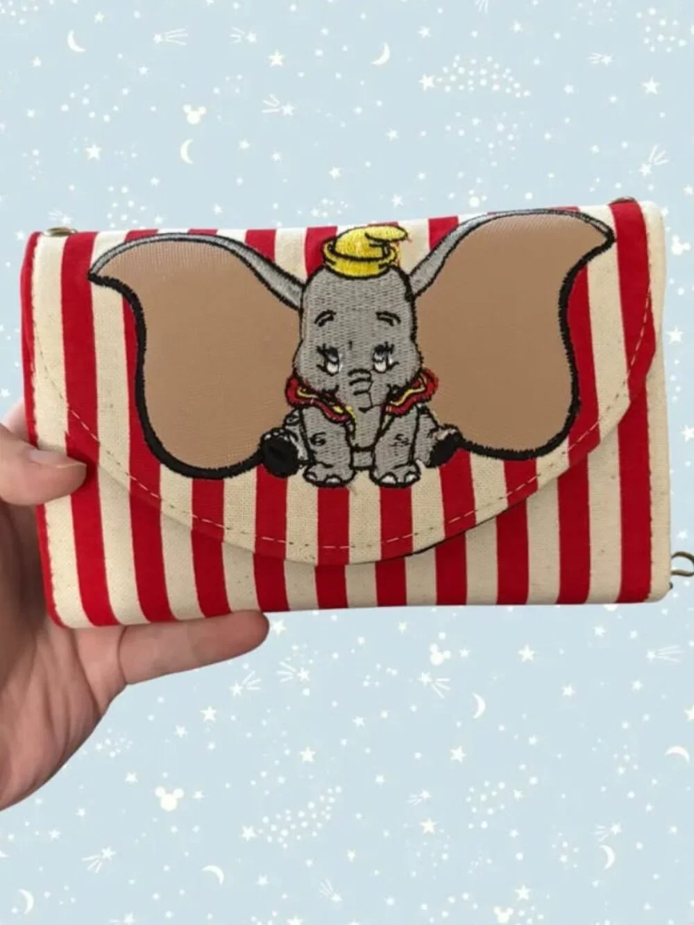 NEW Rare Unique Disney Dumbo Striped Crossbody Wallet Wristlet